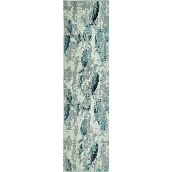 Unique Loom Positano Marooned Light Blue 2' 7 x 10' 0 Runner Rug