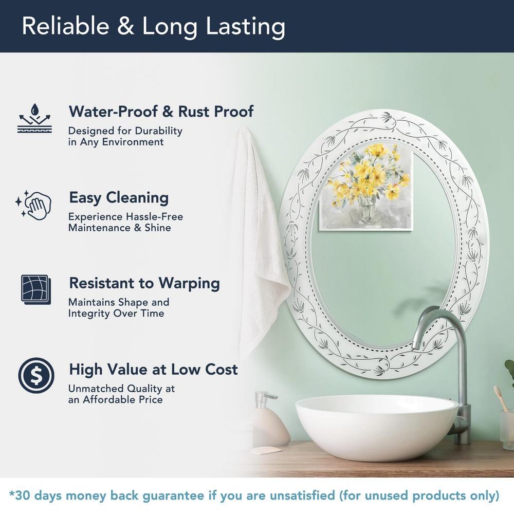 23" x 29" Frosted White Etched Glass Oval Vanity Mirror