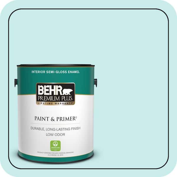 BEHR PREMIUM PLUS 1 gal. #P460-1 Morning Sky Semi-Gloss Enamel Low Odor Interior Paint & Primer