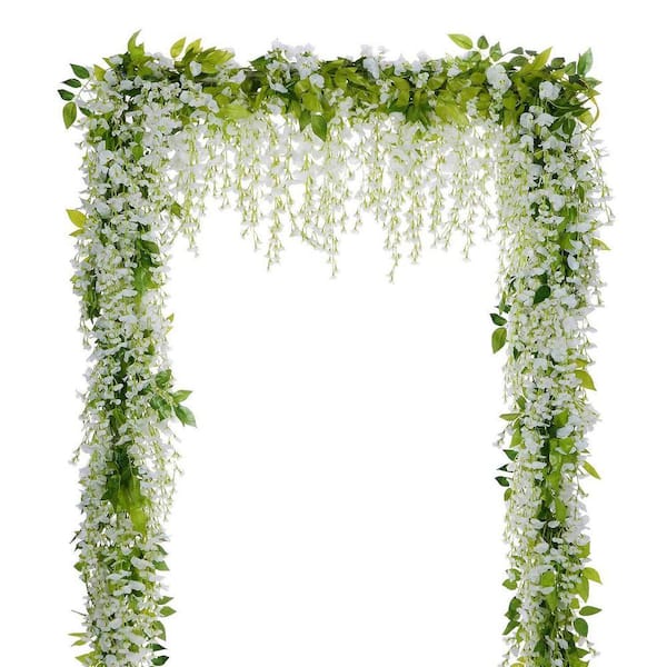 4-Piece Set 7. 2ft White Artificial assorted flower Garland LX0154