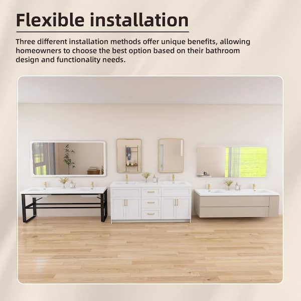 Zeafive Tor 72 in. W x 22 in. D Solid Surface Cultured Marble