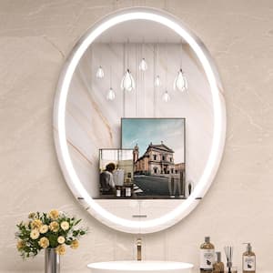 24 in. W x 32 in. H Large Oval Frameless Anti-Fog Bright Dimmable LED Wall Bathroom Vanity Mirror Hotel Spa CRI90 Plus