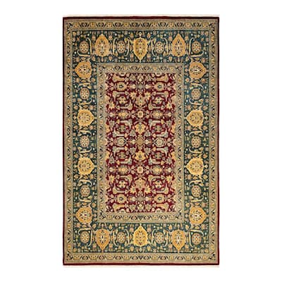 5' 7 x 8' 9 ft Wool Traditional Persian Chobi Design Handmade Agra Rug Maroon 5' 7 x 8' 9 ft Wool Traditional Persian Chobi Design Handmade Agra Rug Maroon