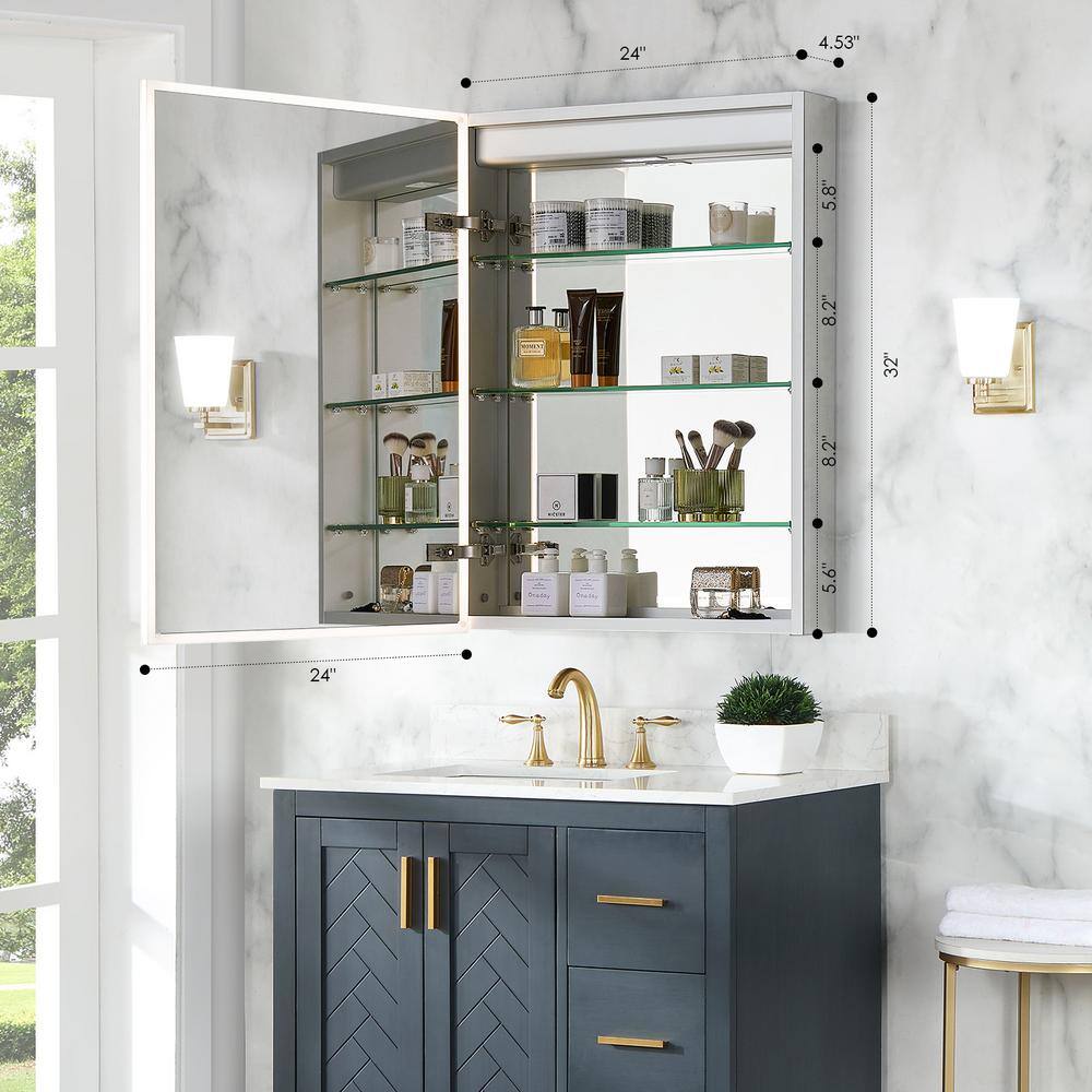 Carsoli 24" Frameless LED Lighted Bathroom Medicine Cabinet
