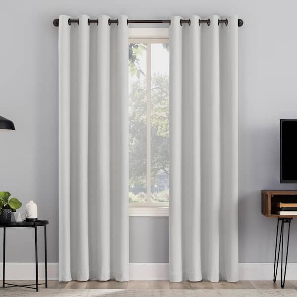 Sun Zero Channing Pearl Polyester Solid 50 in. W x 96 in. L Noise Cancelling Grommet Blackout Curtain