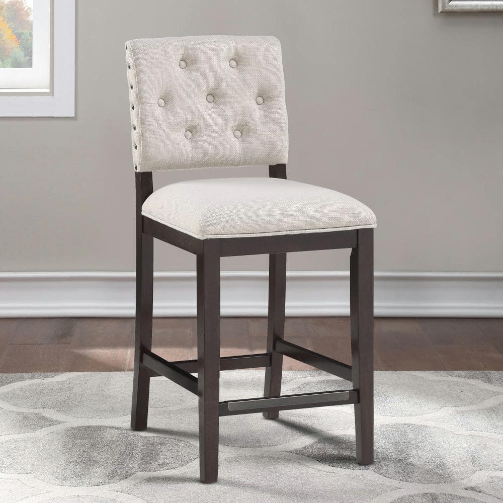 American Woodcrafters Evelyn 3 in. Walnut High Back Wood Bar Stool with ...