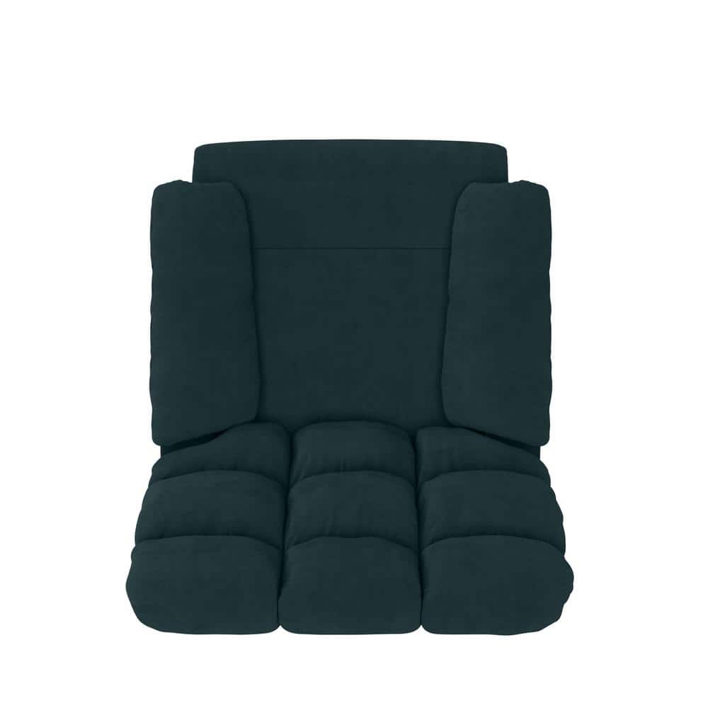 Deep Blue Microfiber Wall Hugger Recliner with Wood Frame