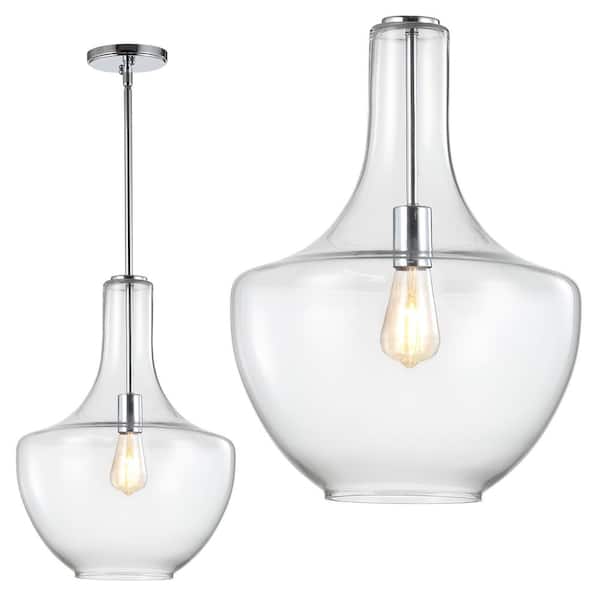 Watts 13.25 in. 1-Light Chrome/Clear Glass/Metal LED Pendant