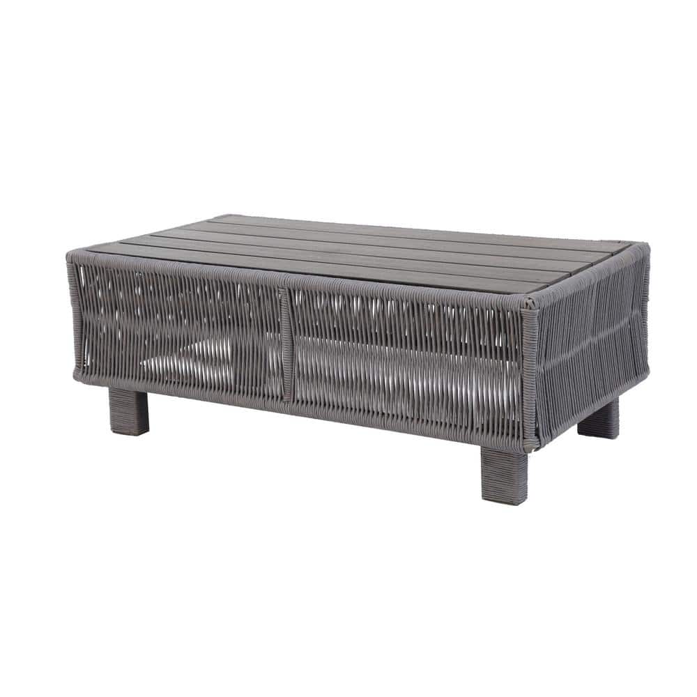 Grey Cancun Aluminum Roped Outdoor Patio Coffee Table Patio Furniture