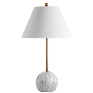 Miami 29 in. Gold/White Minimalist Resin/Metal LED Table Lamp