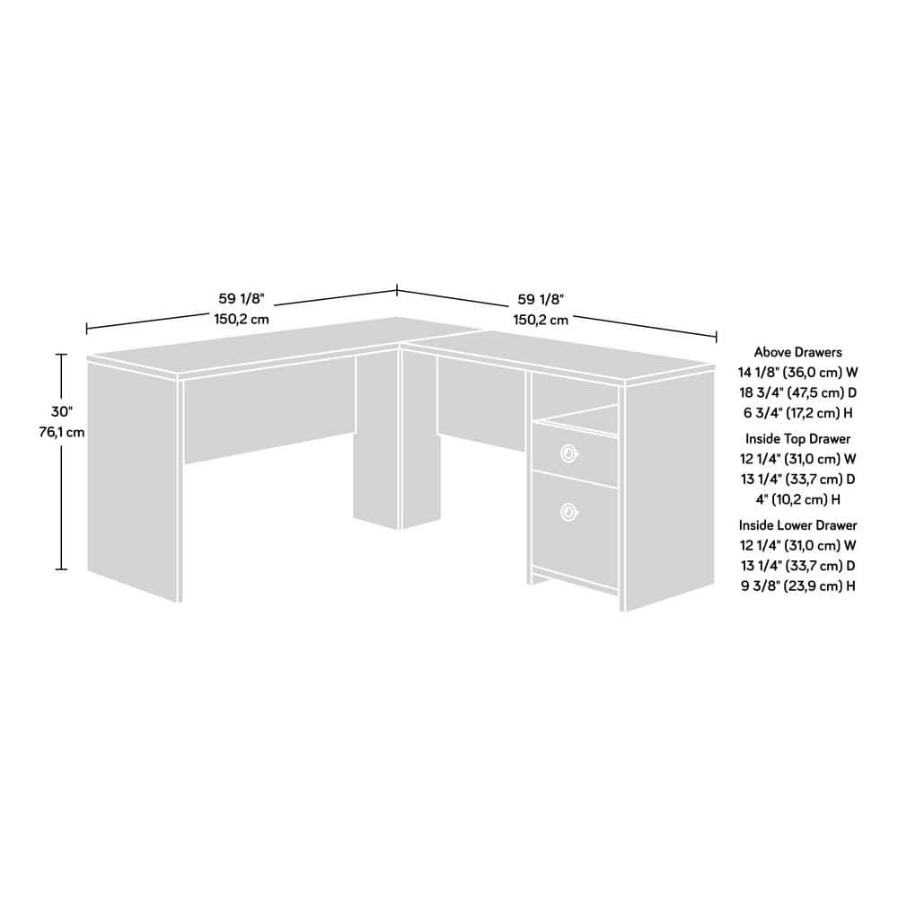White Wood L-Shaped Corner Desk with Drawer and Filing Cabinet