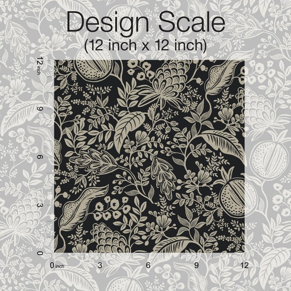 Black and Linen Pomegranate Removable Washable Wallpaper Roll