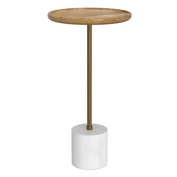 Simpli Home Turner 12 in. Wide Round Solid Mango Wood/Iron/Genuine
