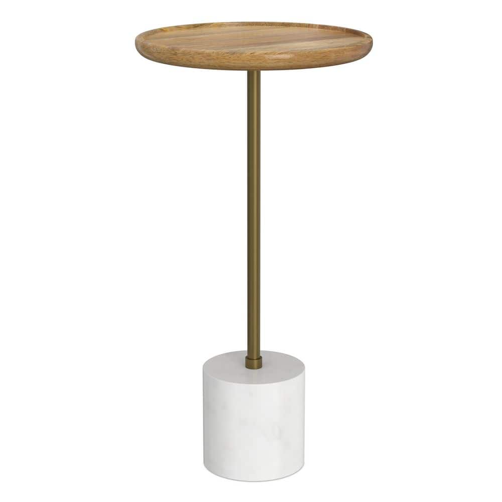 Turner 12 in. Wide Solid Mango/Iron/Genuine Marble Side Table in Natural/Brass/White price history on PriceWatchPro