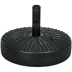 Heavy Duty Fillable 4.4 lb. Plastic Patio Umbrella Base in Black w/Steel Holder, Round Stand for 1.5 in. or 2 in. Poles