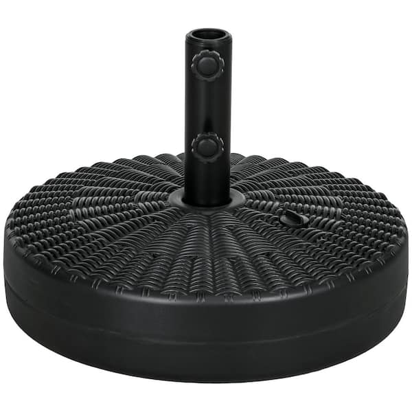 ITOPFOX Heavy Duty Fillable 4.4 lb. Plastic Patio Umbrella Base in Black w/Steel Holder, Round Stand for 1.5 in. or 2 in. Poles