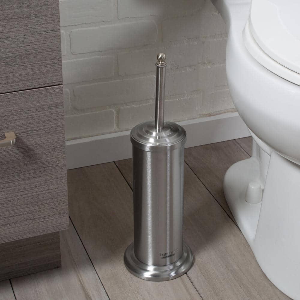 Stainless Steel 3-Piece Bathroom Set with Trash Can, Brush, and Plunger