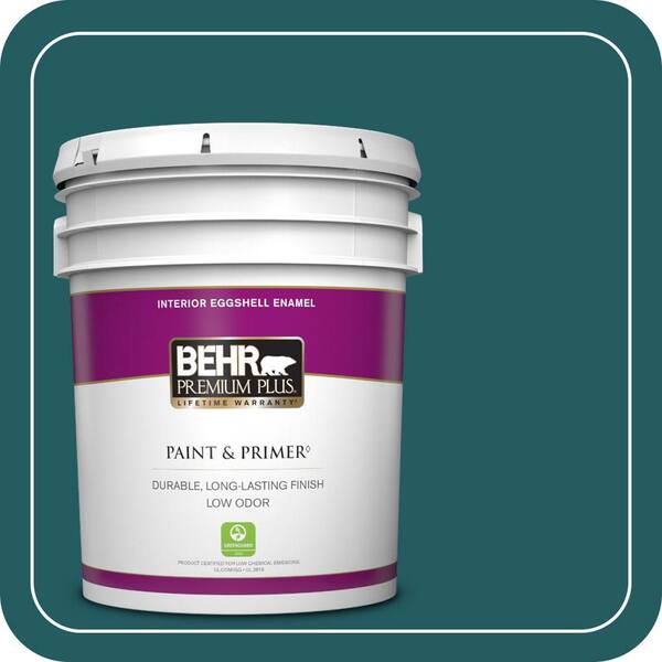 BEHR PREMIUM PLUS 5 Gal. #S450-7A Out to Sea Eggshell Enamel Low Odor Interior Paint and Primer