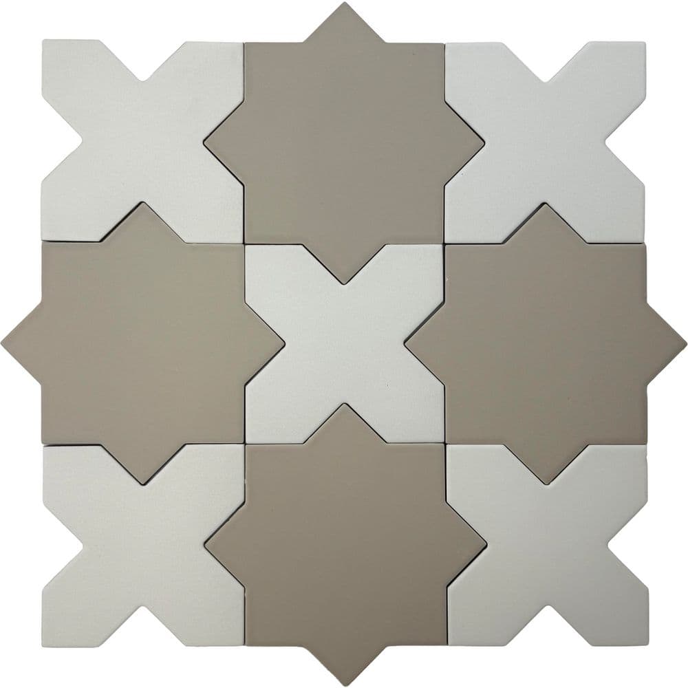 Seville 6.6 in. x 11.32 in Ecru Taupe Star Pure White Cross Matte Porcelain Wall Floor Tile (10.62 sq. ft./case) 68-Pack price history on PriceWatchPro