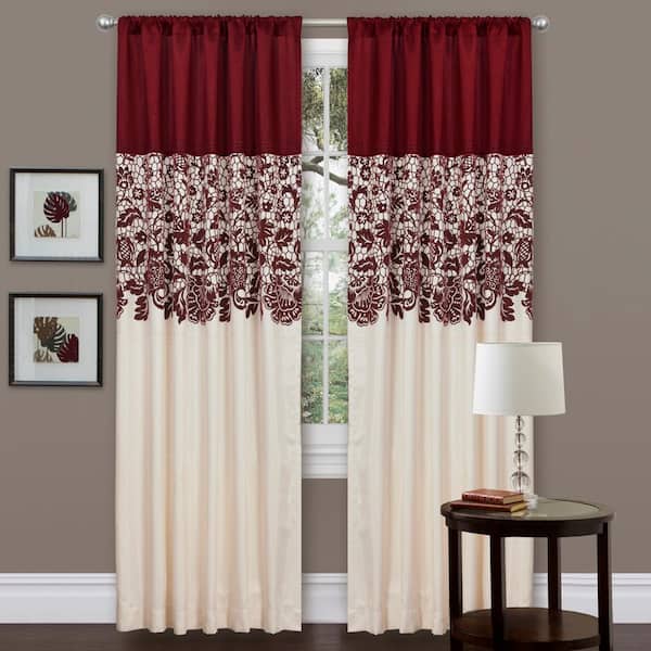 Lush Decor Red Solid Rod Pocket Room Darkening Curtain - 54 in. W x 84 in. L
