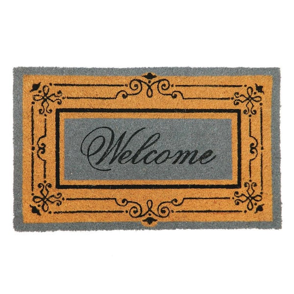 Unbranded Welcome Multi 18 in. W x 30 in. L Coir Non-Slip Indoor Outdoor Door Mat