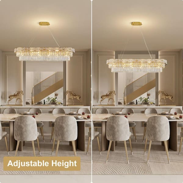 YUYI 49.2 in. 18-Light Gold Luxury Crystal Chandelier, Modern