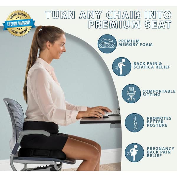 COMFILIFE Memory Foam Black Premium Comfort Seat Cushion Chair Pad