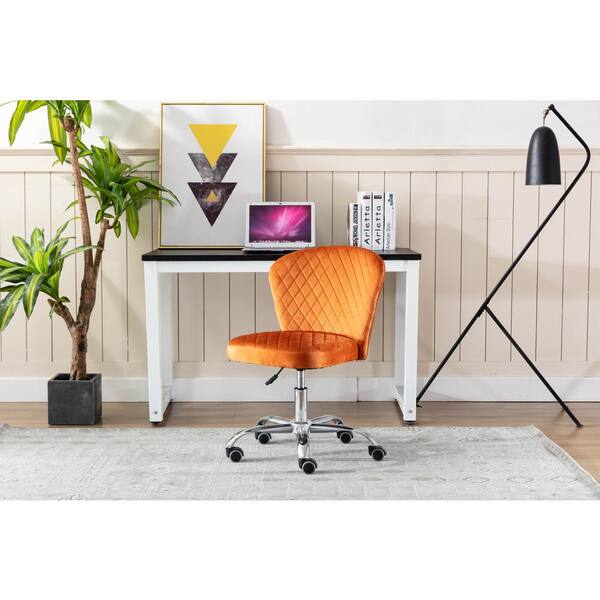 Lucky One Orange Armless Office Chair, Armless Ergonomic Office Chair