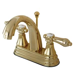 Traditional 4 in. Centerset 2-Handle Bathroom Faucet in Polished Brass