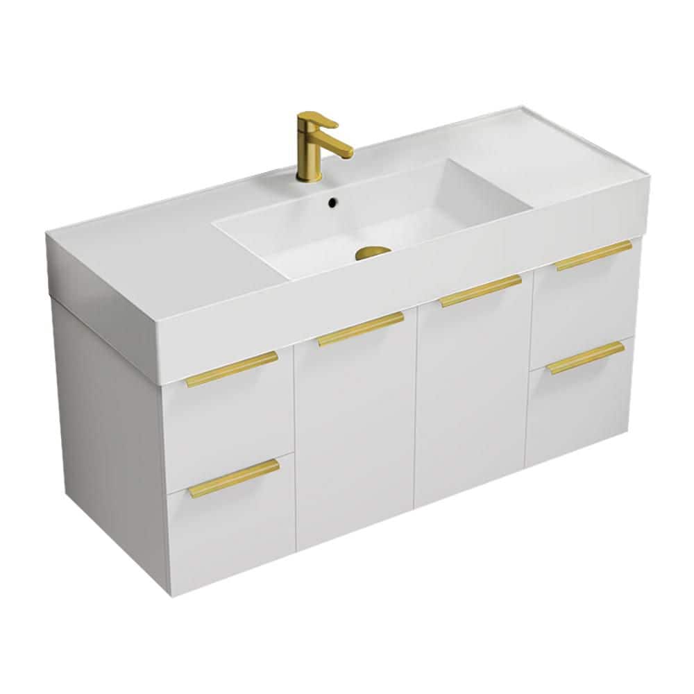 Derin 47.6 in. Modern Freestanding Bath Vanity in Glossy White with White Ceramic Top price history on PriceWatchPro