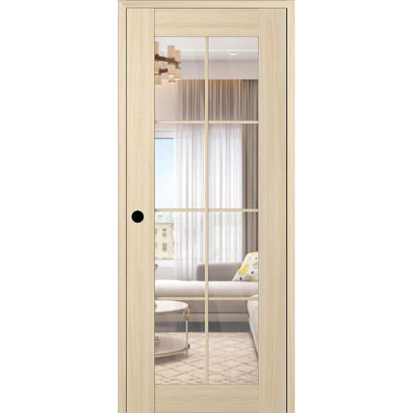Vona 8 Lite DIY-Friendly 24 in. x 96 in. Right-Handed Clear Glass Loire Ash Composite Single Prehung Interior Door