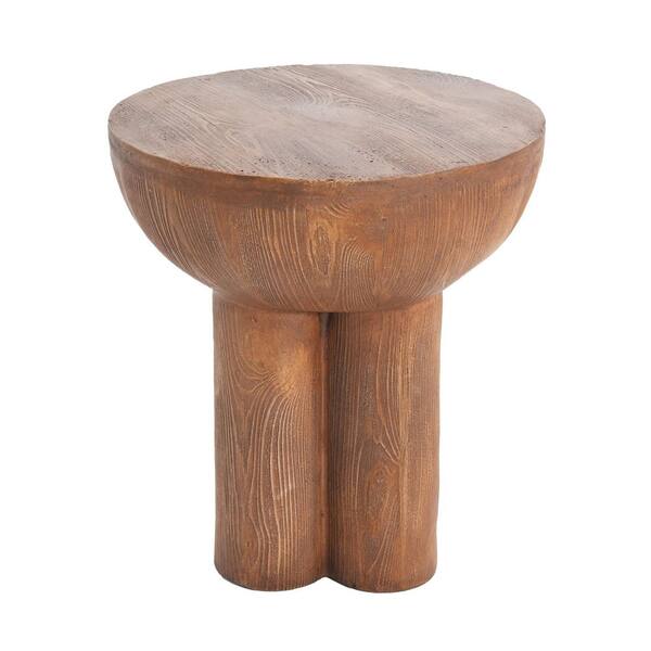Outdoor Patio Three-Legged Wood-Grain Round Side Table, Brown