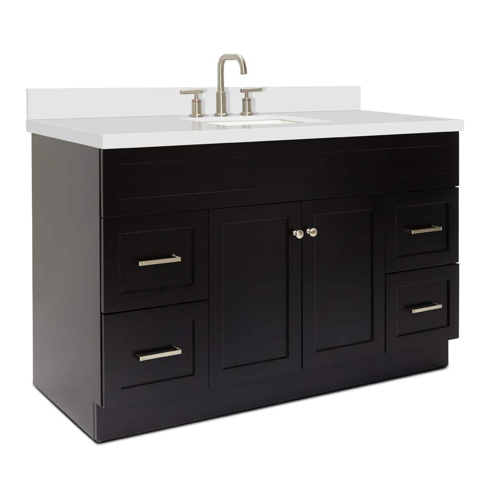 Hamlet 55" Black Vanity with White Quartz Top