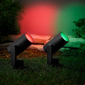 10-Watt Equivalent Low Voltage Black LED Outdoor Landscape Spotlight with Smart App Control (3-Pack) Powered by Hubspace