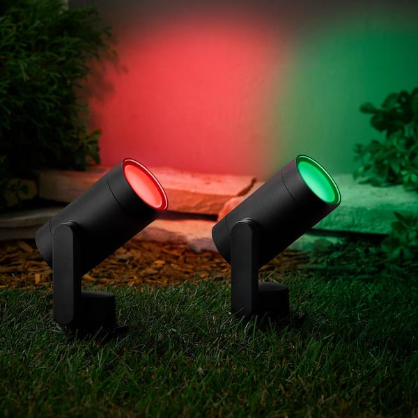 Smart 450 Lumens Low Voltage Black LED Outdoor Spotlight Powered by Hubspace (3-Pack)