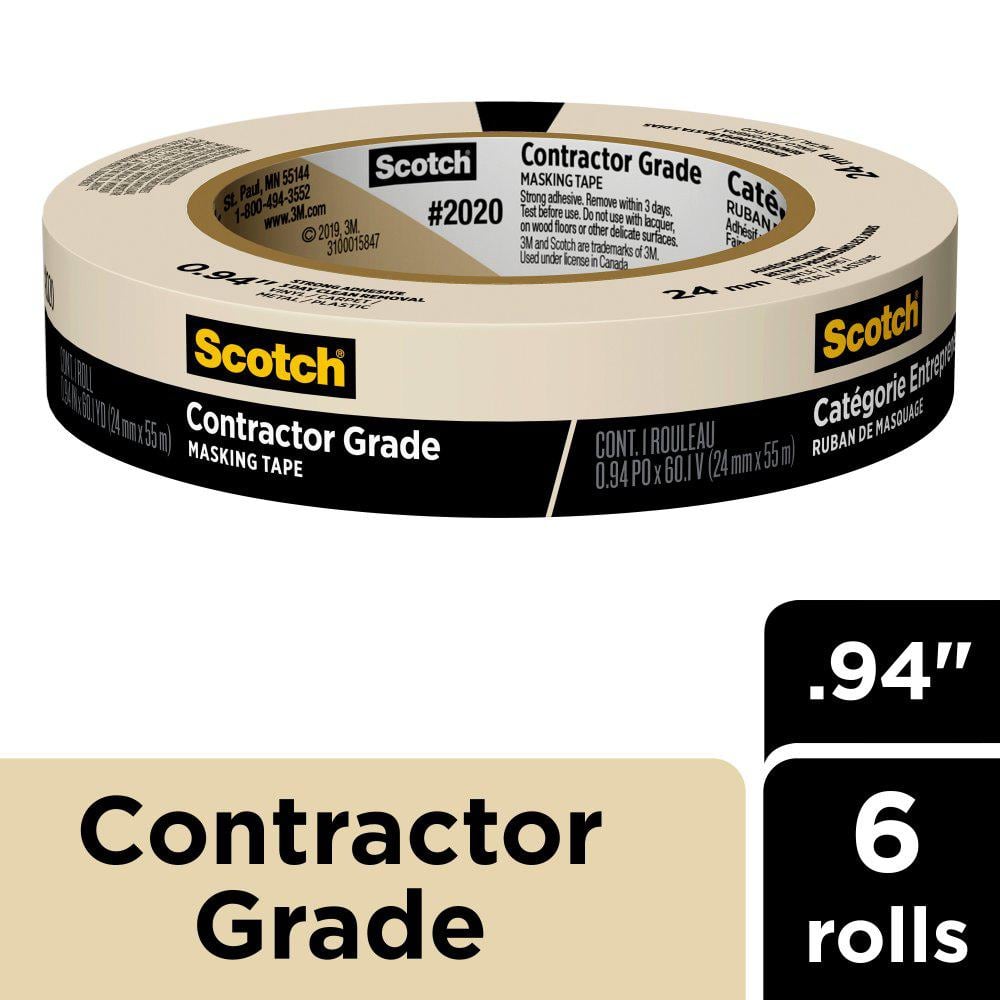 3M 0.94 in. x 60.1 Yds. Multi-Surface Contractor Grade Tan Masking Tape (6  Rolls) 2020-24EP6 The Home Depot