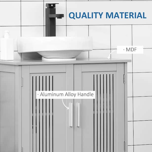 Kleankin Bathroom Under Sink Cabinet Vanity Unit w Adjustable Storage Shelves Grey