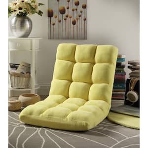 Microplush Yellow Quilted Folding Gaming Chair Floor Recliner