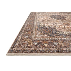 Lourdes Natural/Ocean 2 ft. 8 in. x 2 ft. 8 in. Round Distressed Oriental Area Rug