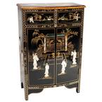 CFK88b 展示品 キムデザインスタジオ ニューオールドライト Mサイズ 黒 Vintage Chinese Oriental Black Lacquer 2 Door Cabinet