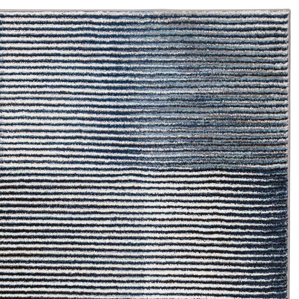 Square Blue Stripe Hand-knotted Synthetic Area Rug