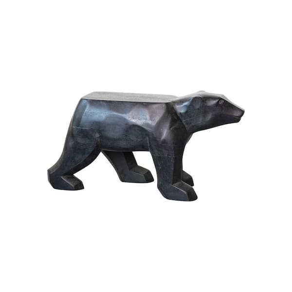 Storied Home 36 in. Black Bear Shaped Wood End Table