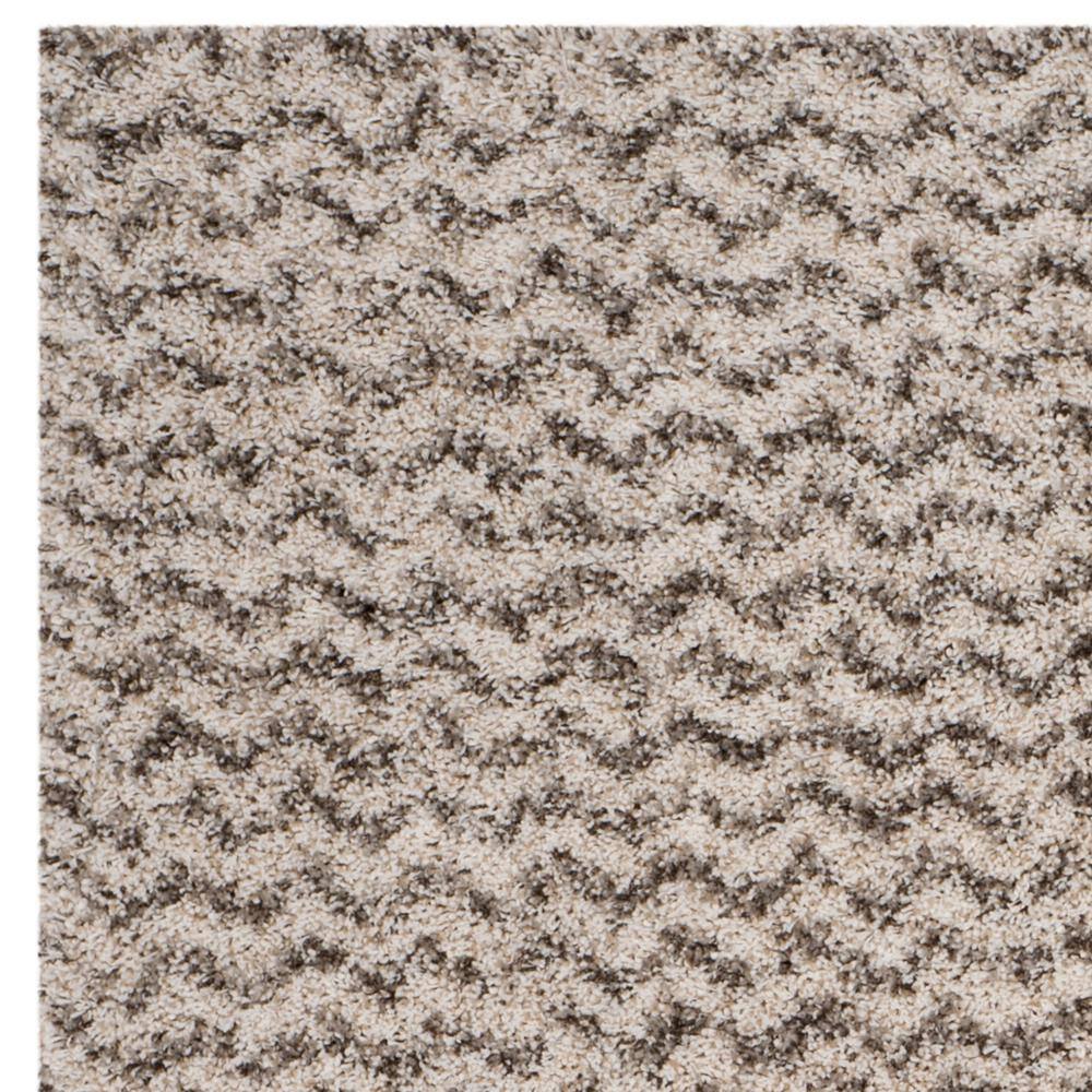 Ivory and Grey Chevron Shag Area Rug 6' x 9'