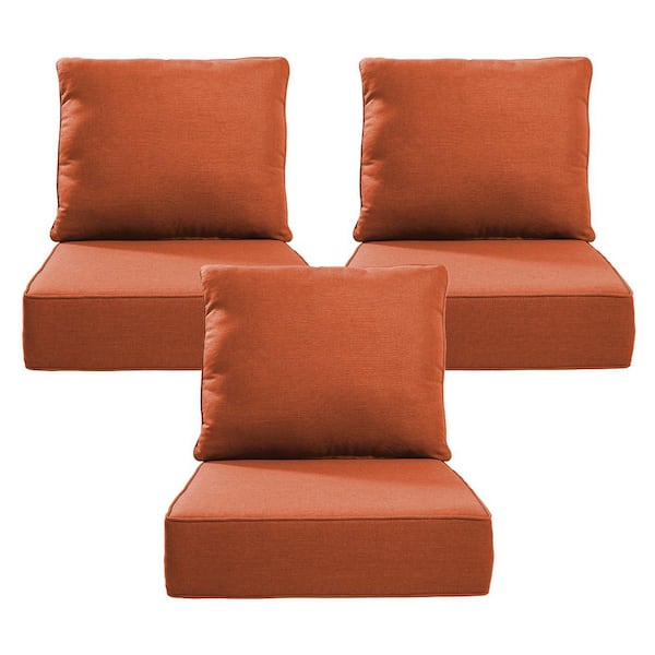 24 inch x 21 inch-6 Piece Replacement Outdoor Lounge Chair, Sectional, Couch Cushion in Orange