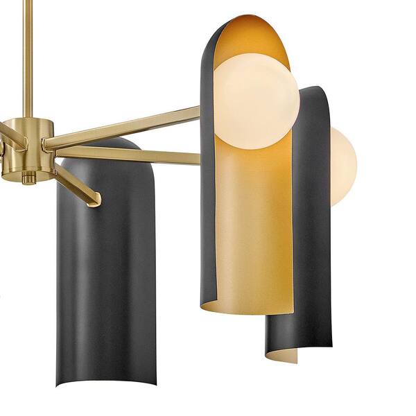 LARK Zuri 6-Light Lacquered Brass Chandelier 84236LCB-BK - The