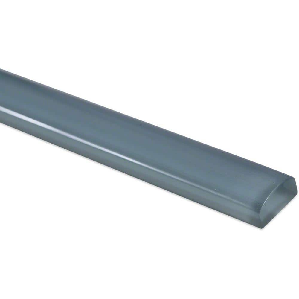 Light Blue Gray Glass Round Tile Trim for Walls and Accents