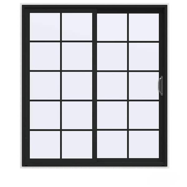 72 in. x 80 in. V-4500 Contemporary Bronze FiniShield Vinyl Right-Hand 10 Lite Sliding Patio Door w/White Interior