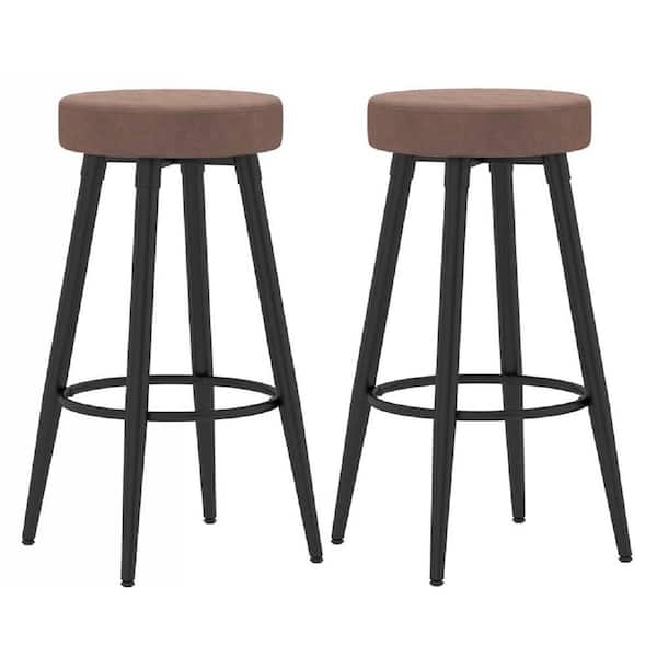 wetiny 28.3 in. Brown Cushioned Counter Stool Set of 2