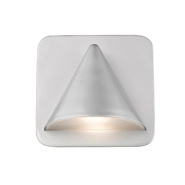 Unbranded Obelisk 6.25 in. Silver Chrome Outdoor Hardwired Lantern Wall Sconce with Integrated LED