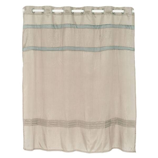Lavish Home Radcliff 72 in. Embroidered Shower Curtain in Grey